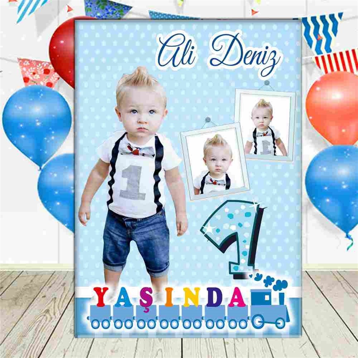 Mavi Tren Konsept Ayaklı Pano 