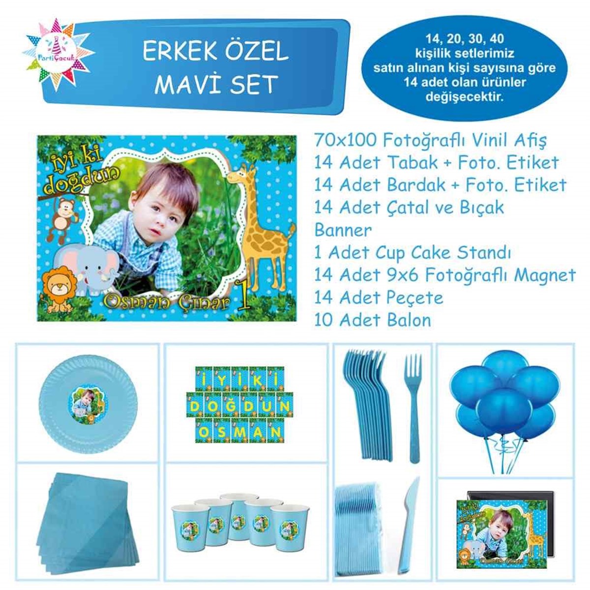 Mavili Ormanlı Konsept Parti Özel Set 