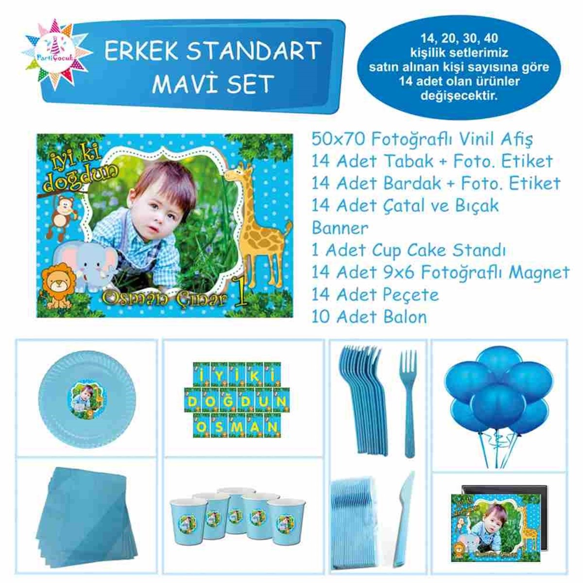 Mavili Ormanlı Konsept Parti Standart Set 