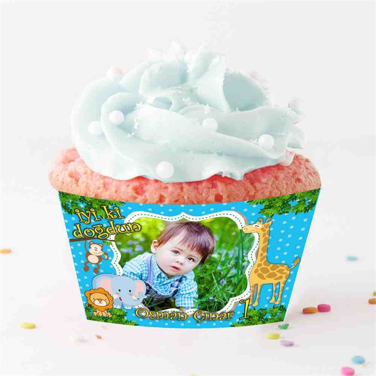 Mavili Ormanlı Konsepti Cupcake Sargısı 