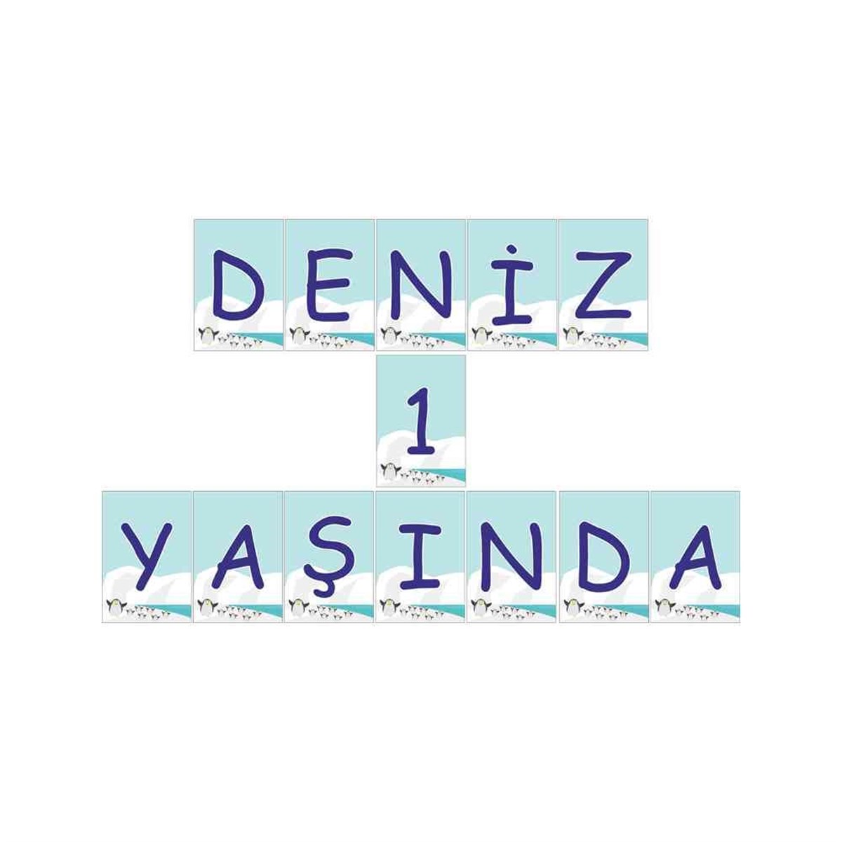 Mavili Penguen Konsept Harf Banner 