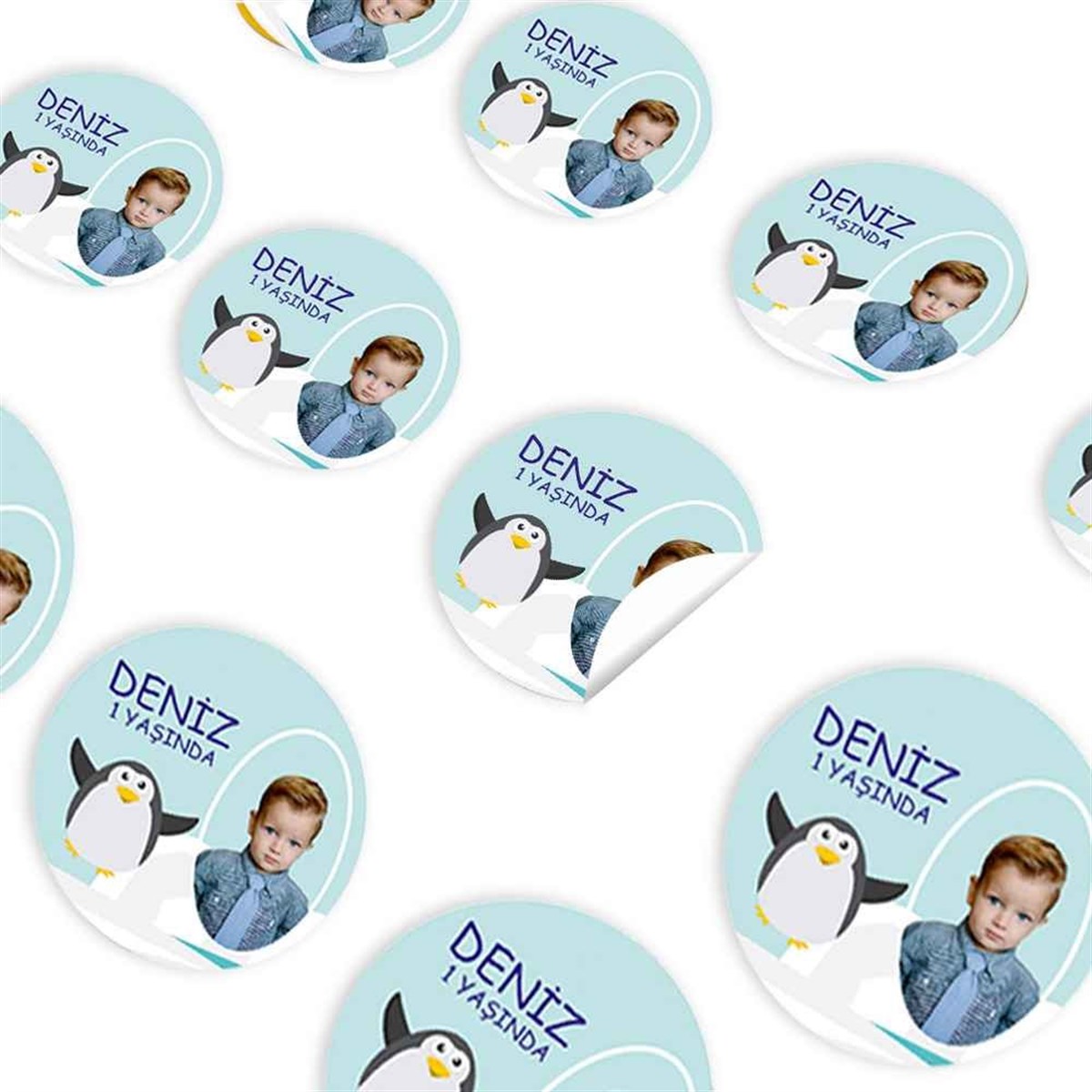 Mavili Penguen Konsept Sticker 30 Adet 