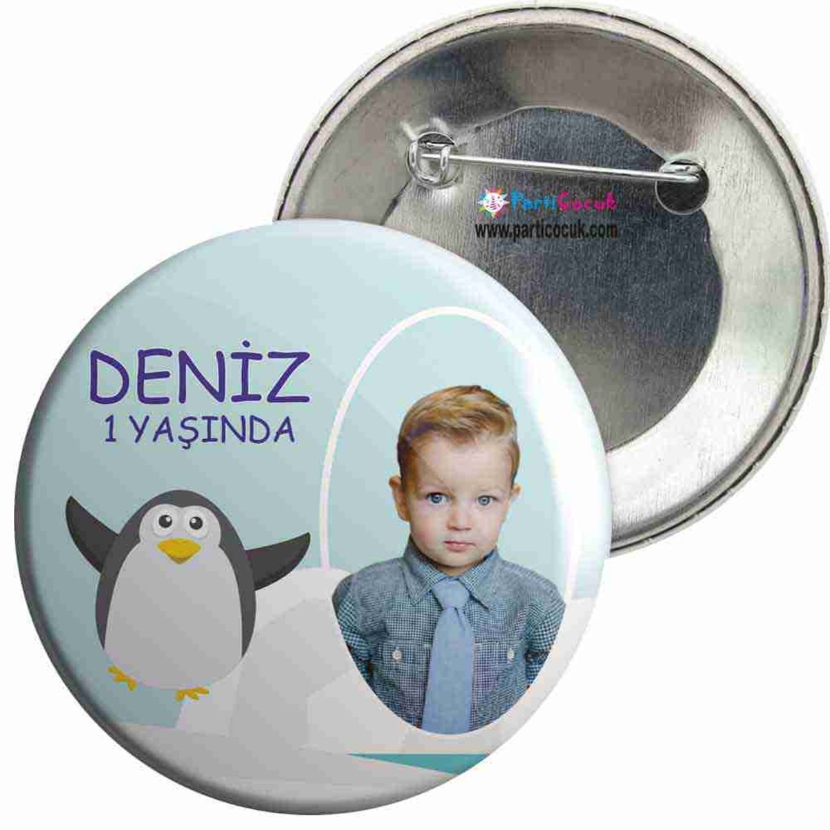 Mavili Penguen Konsepti İğneli Rozet  