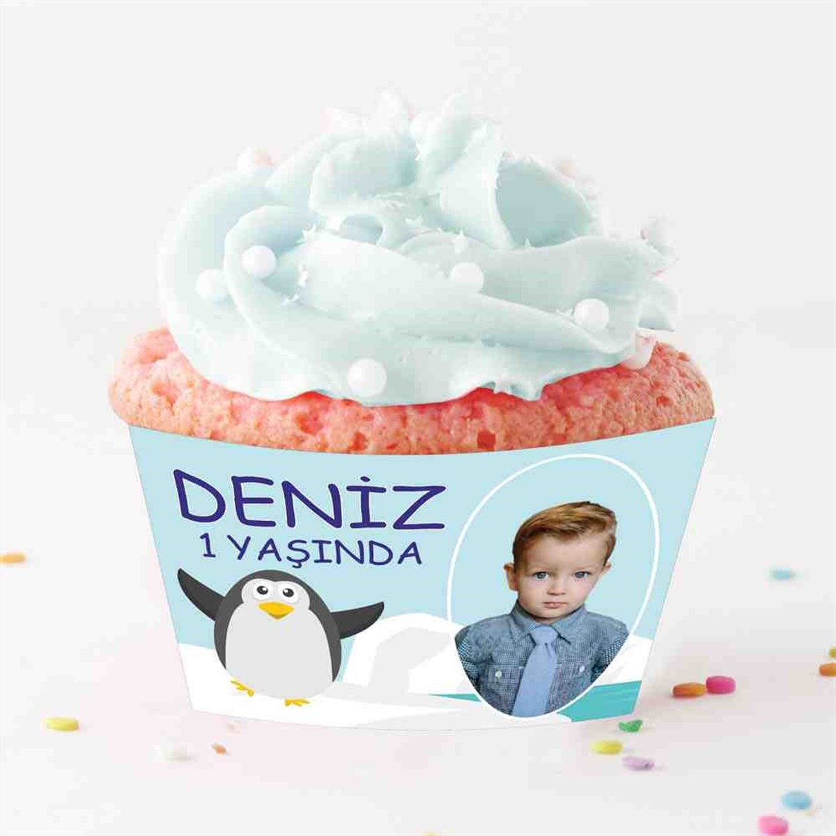 Mavili Penguen KonseptiCupcake Sargısı 