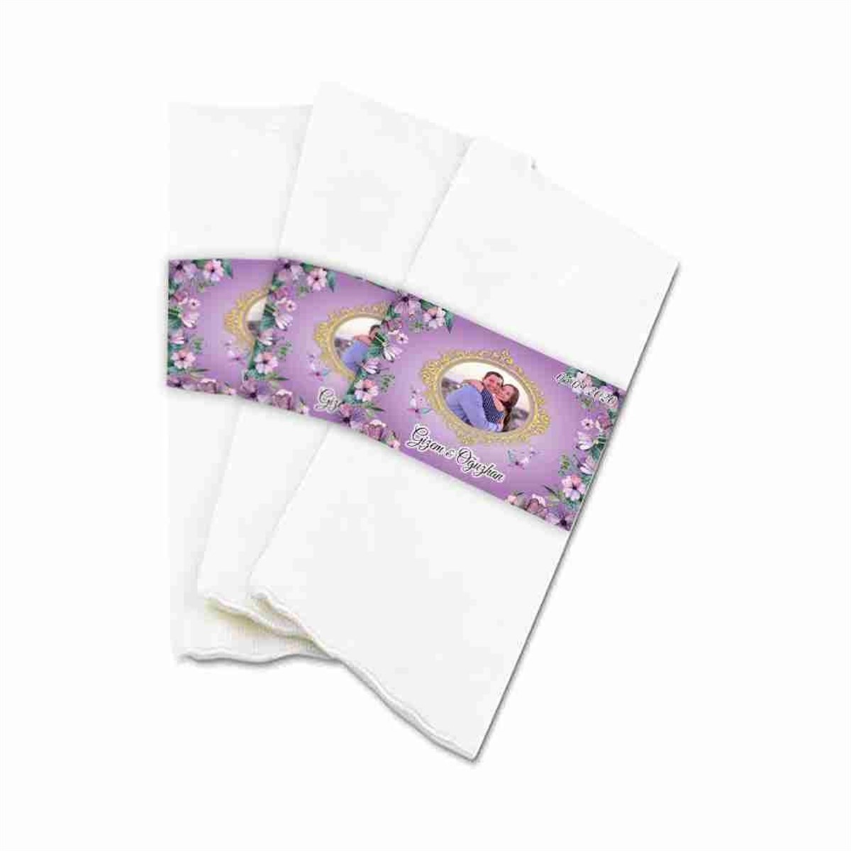 Mermer Desenli Nişan Peçete Sargı Baskı 