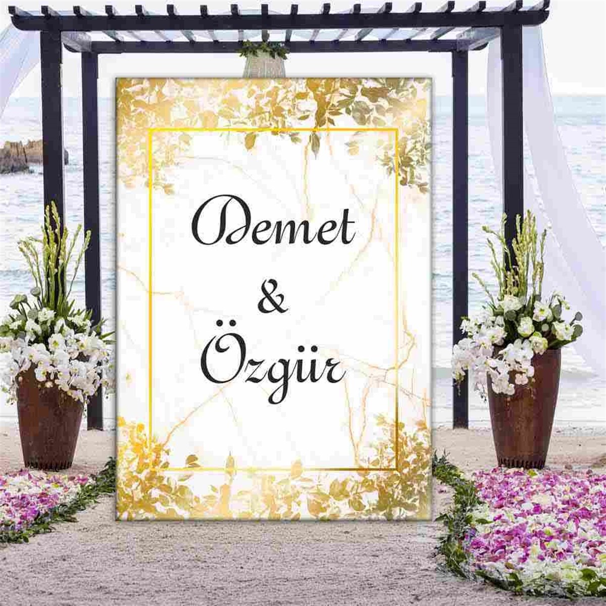 Mermer Görünümlü Düğün Panosu 