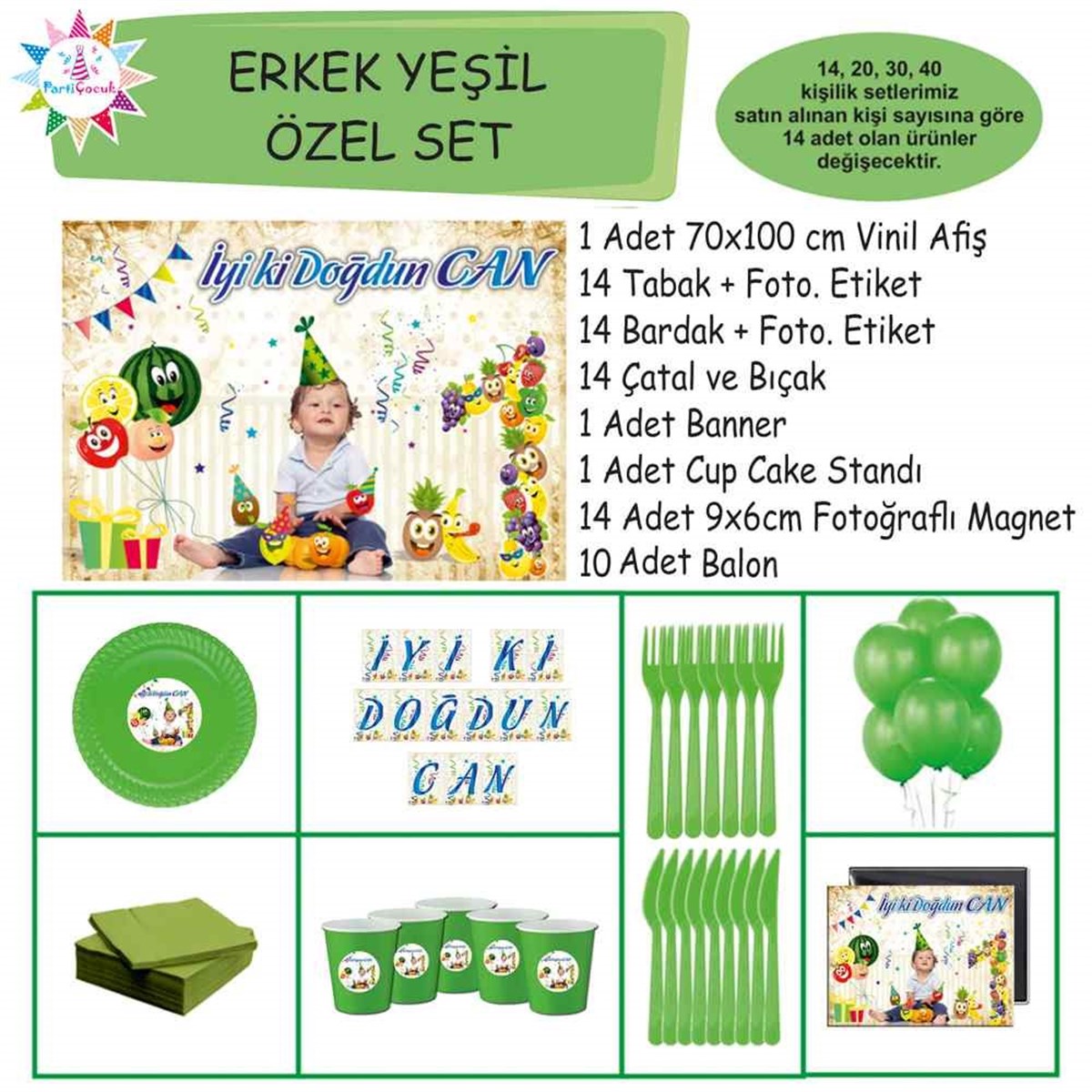 Meyve Desenli Parti Özel Set 