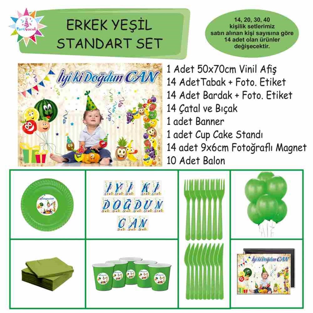 Meyve Desenli Parti Standart Set 