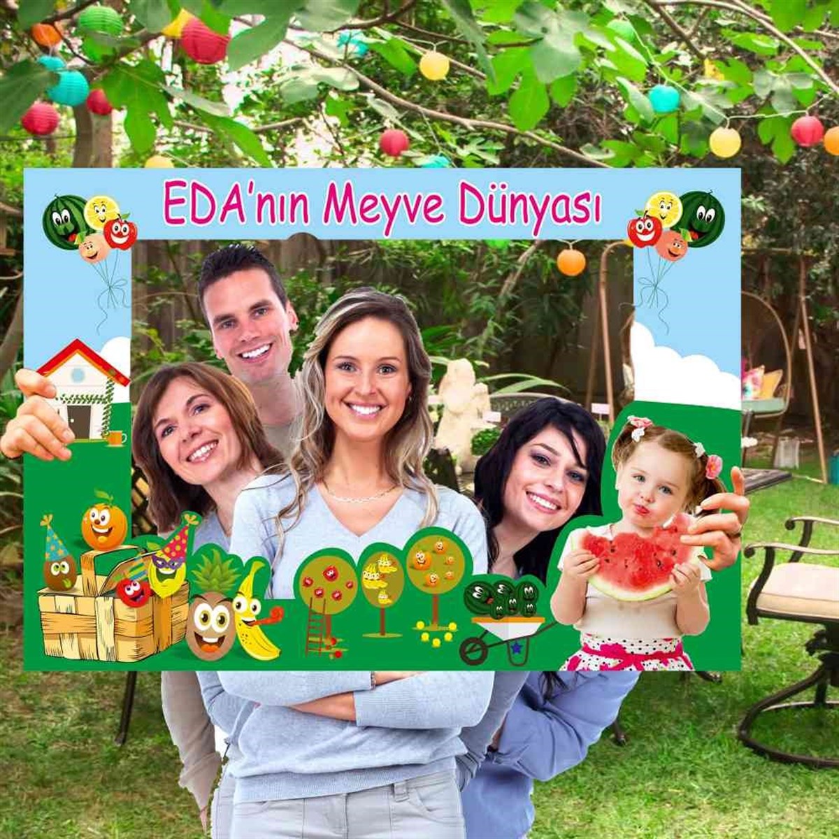 Meyve Konsepti Hatıra Fotoğraf Çekilme Çercevesi 