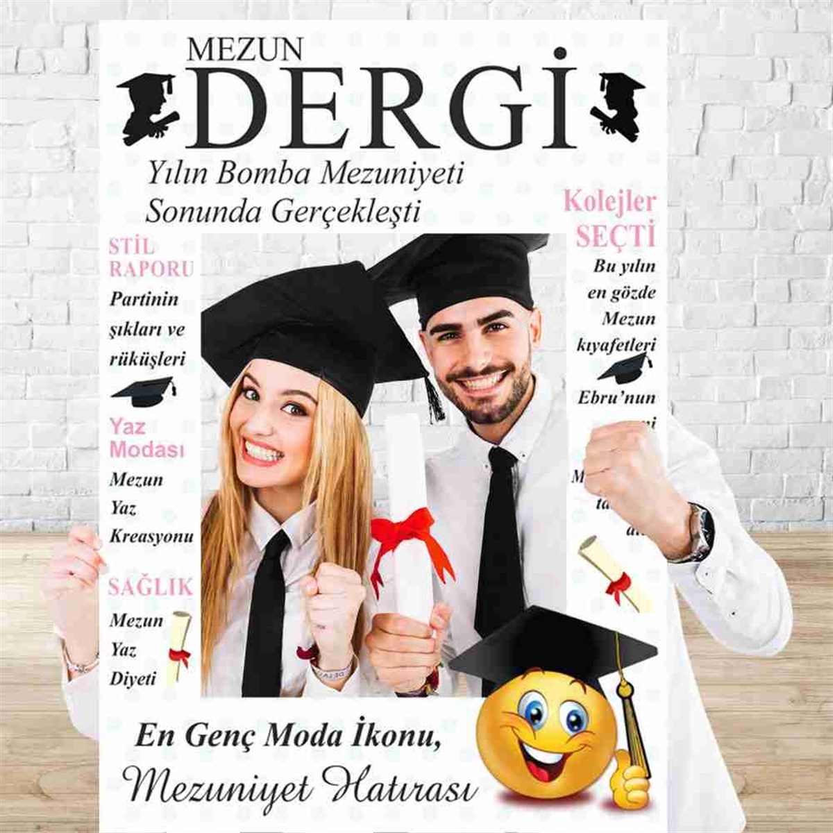 Mezuniyet Temalı Özel Tasarım Fotoğraf Çekilme Çerçeve 