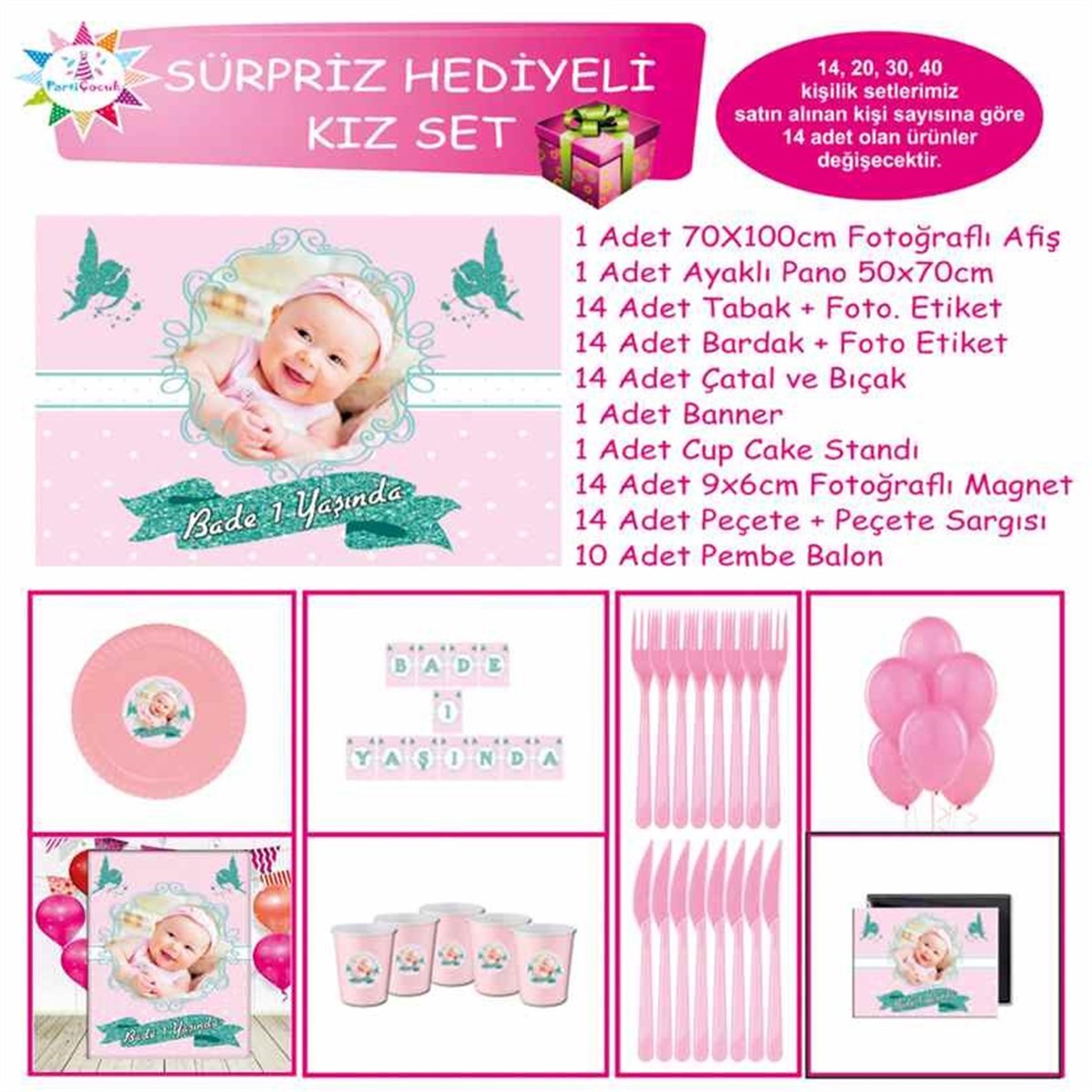 Mint Melek Parti Süsleri Sürpriz Set 