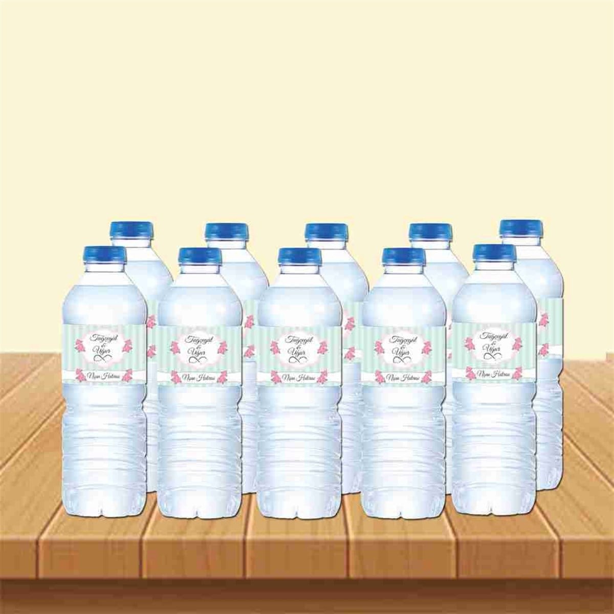 Mint Yeşili Nişan Su Şişe Süsleme Sargı 