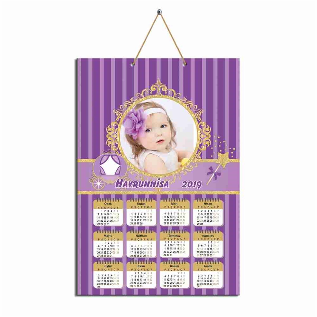 Mor Balkabağı Karton Takvim 