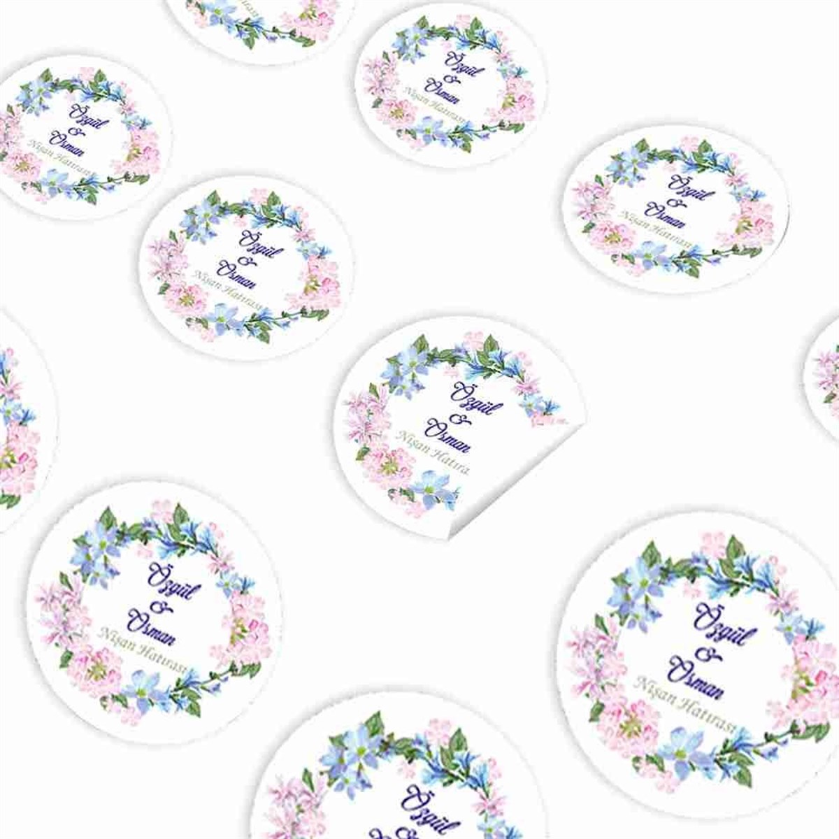 Mor Çerçeve Çiçek Sticker 30 Adet 