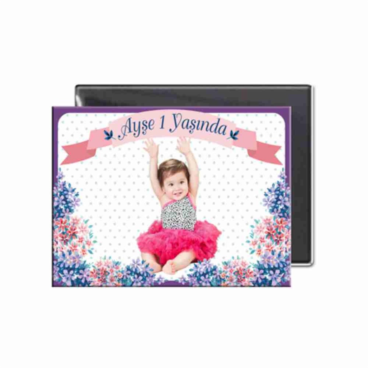 Mor Çiçek Buzdolabı Magneti  