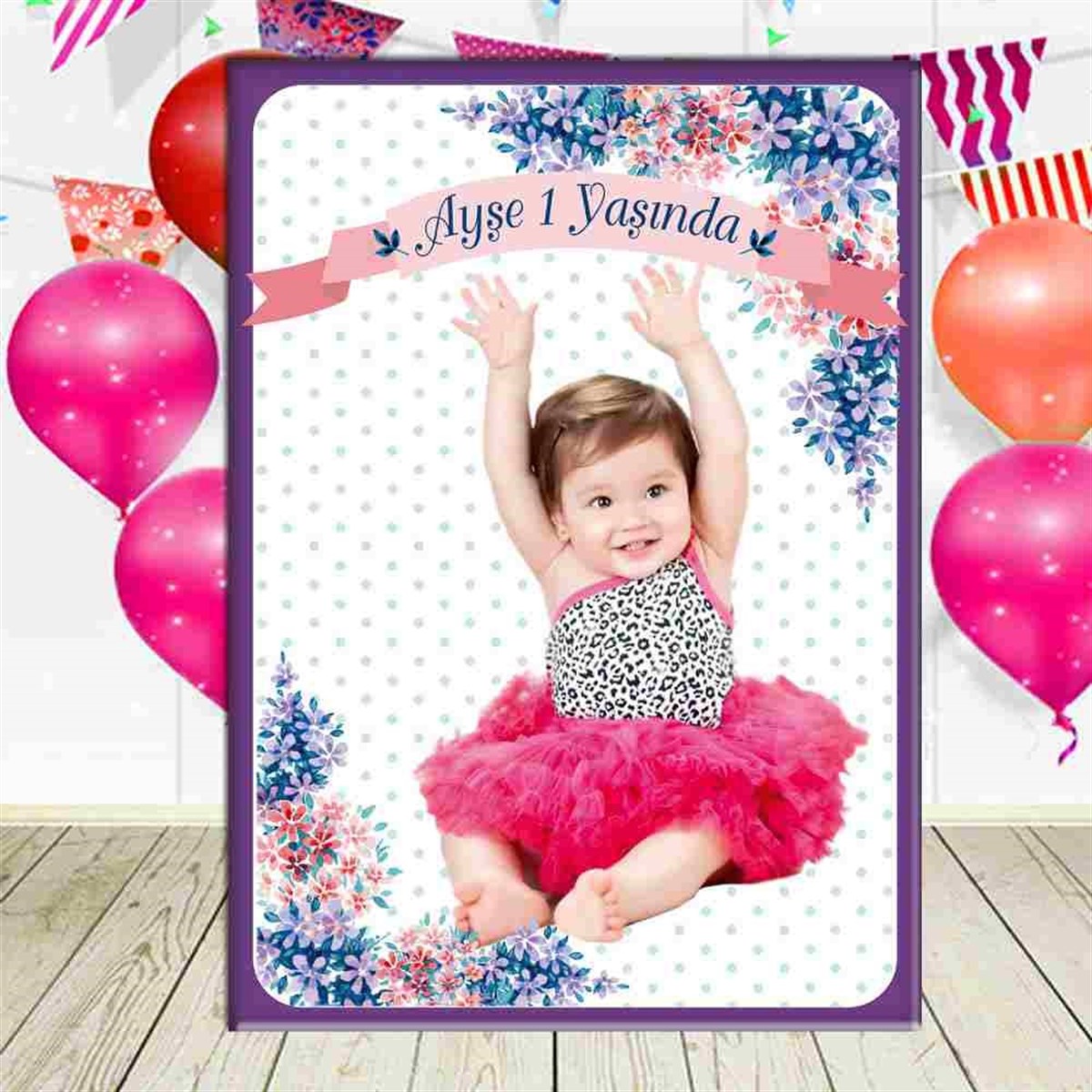 Mor Çiçek Konsept Ayaklı Pano  