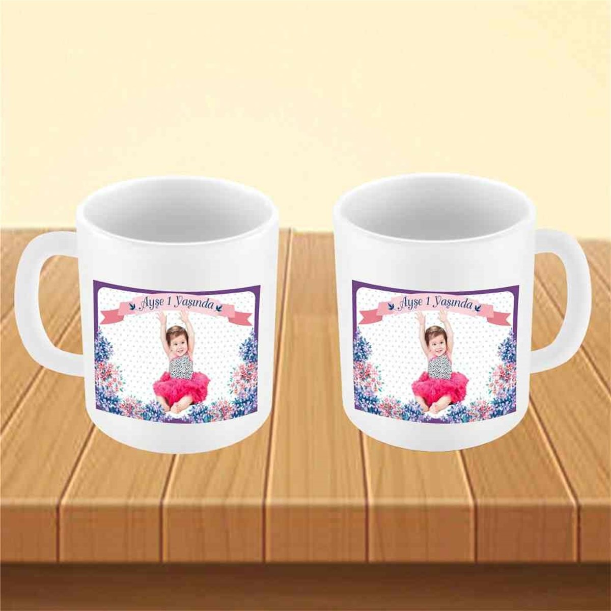 Mor Çiçek Konsept Kupa Bardak Mug  