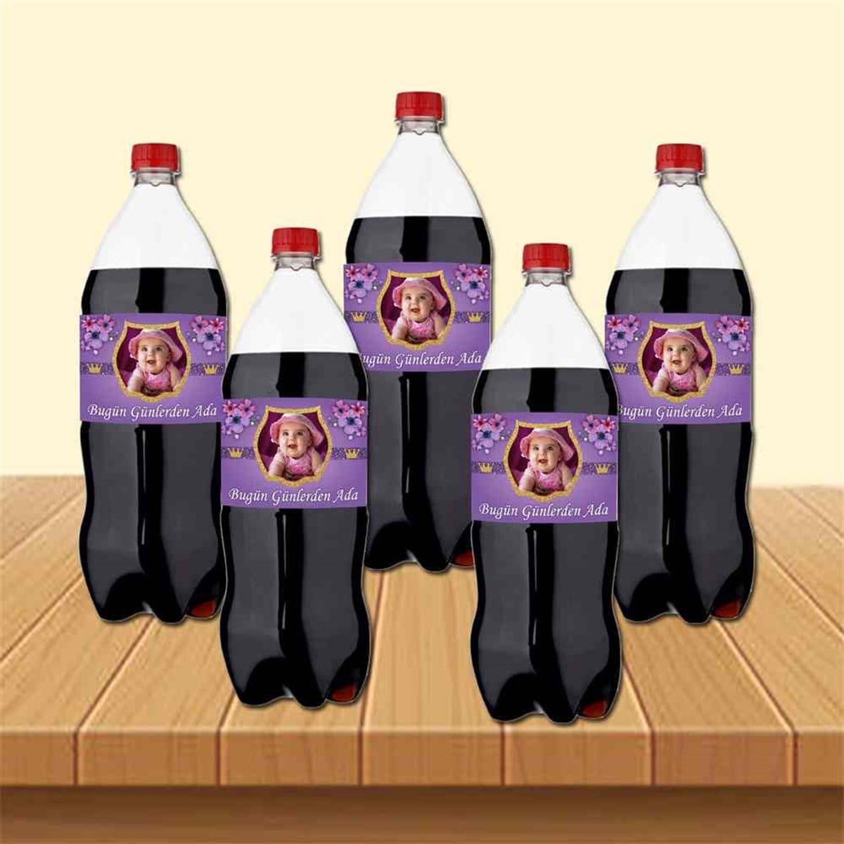 Mor Çiçekli Cola Şisesi Bandı  