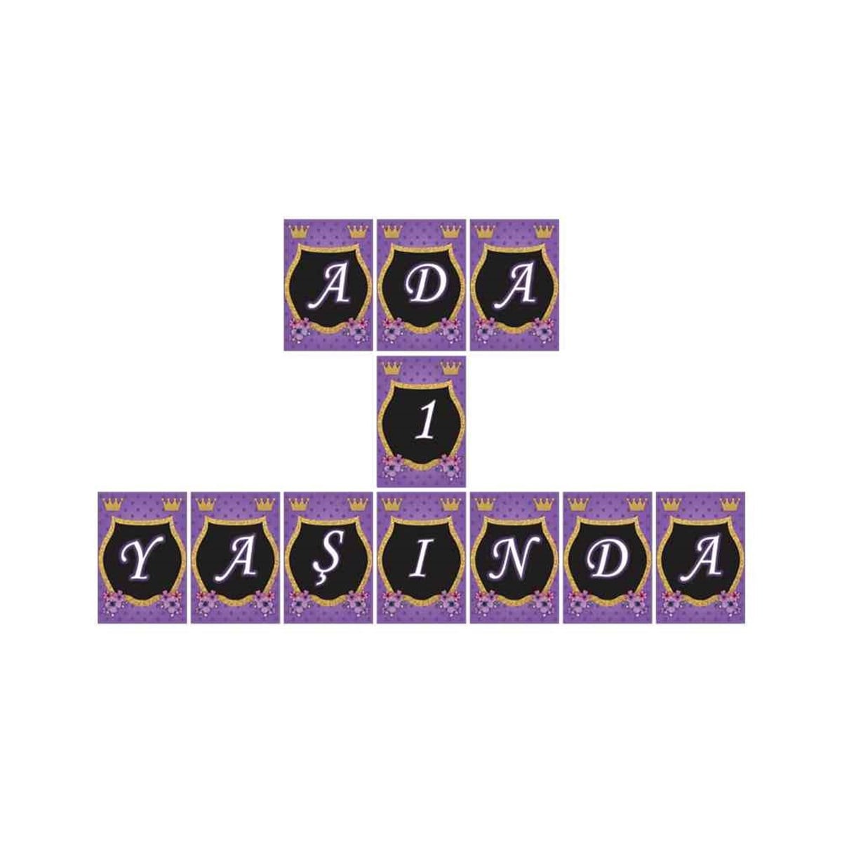 Mor Çiçekli Konsept Harf Banner  