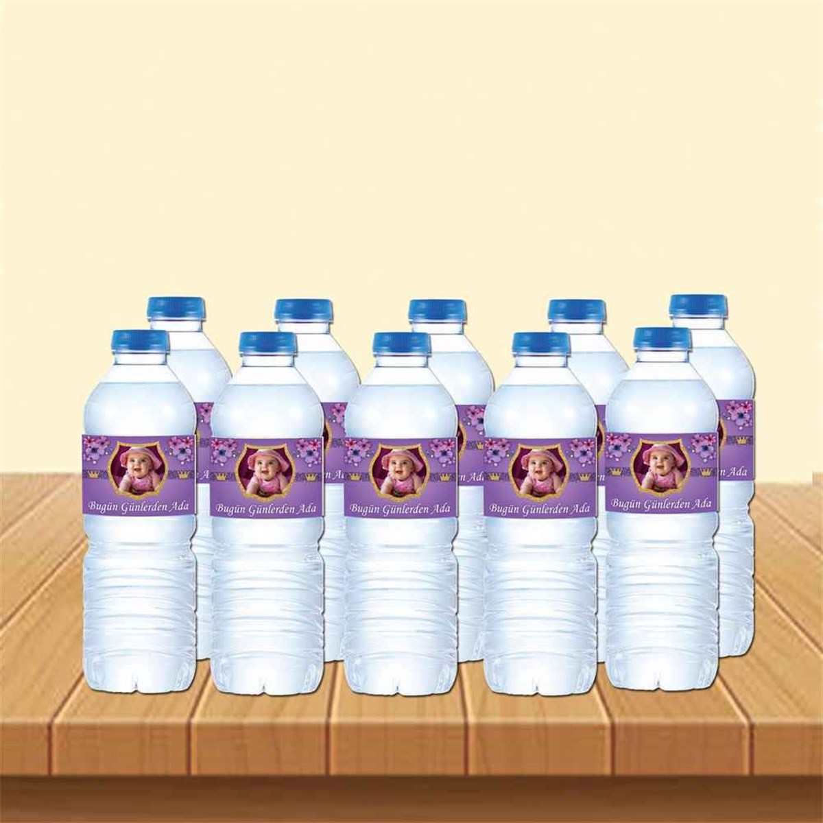 Mor Çiçekli Su Şisesi Bandı  