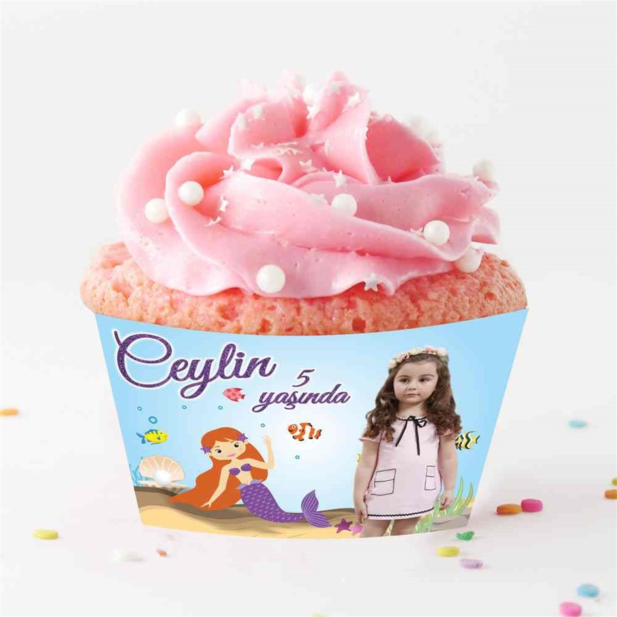 Mor Deniz Kızı Cupcake Sargısı  
