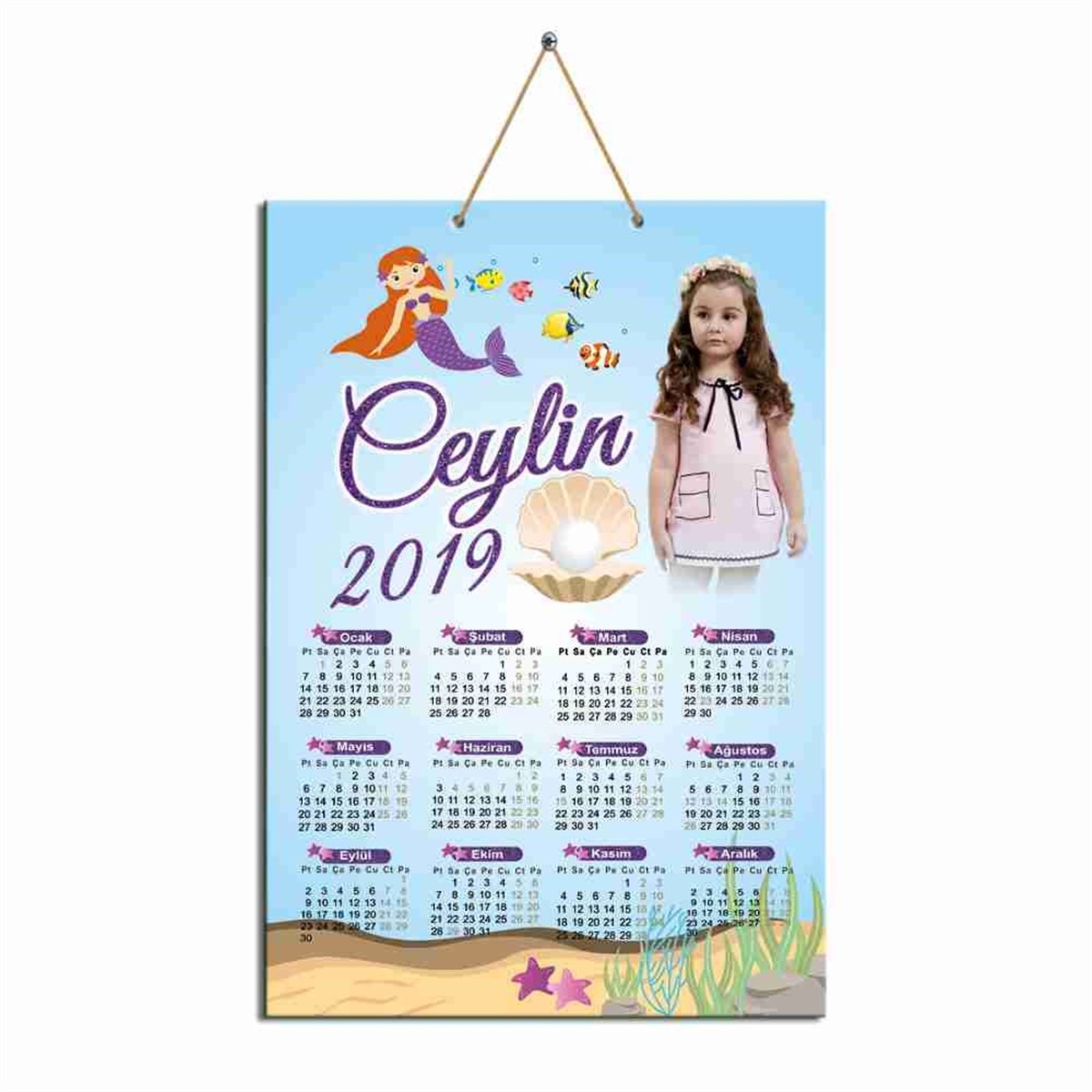 Mor Deniz Kızı Karton Takvim  