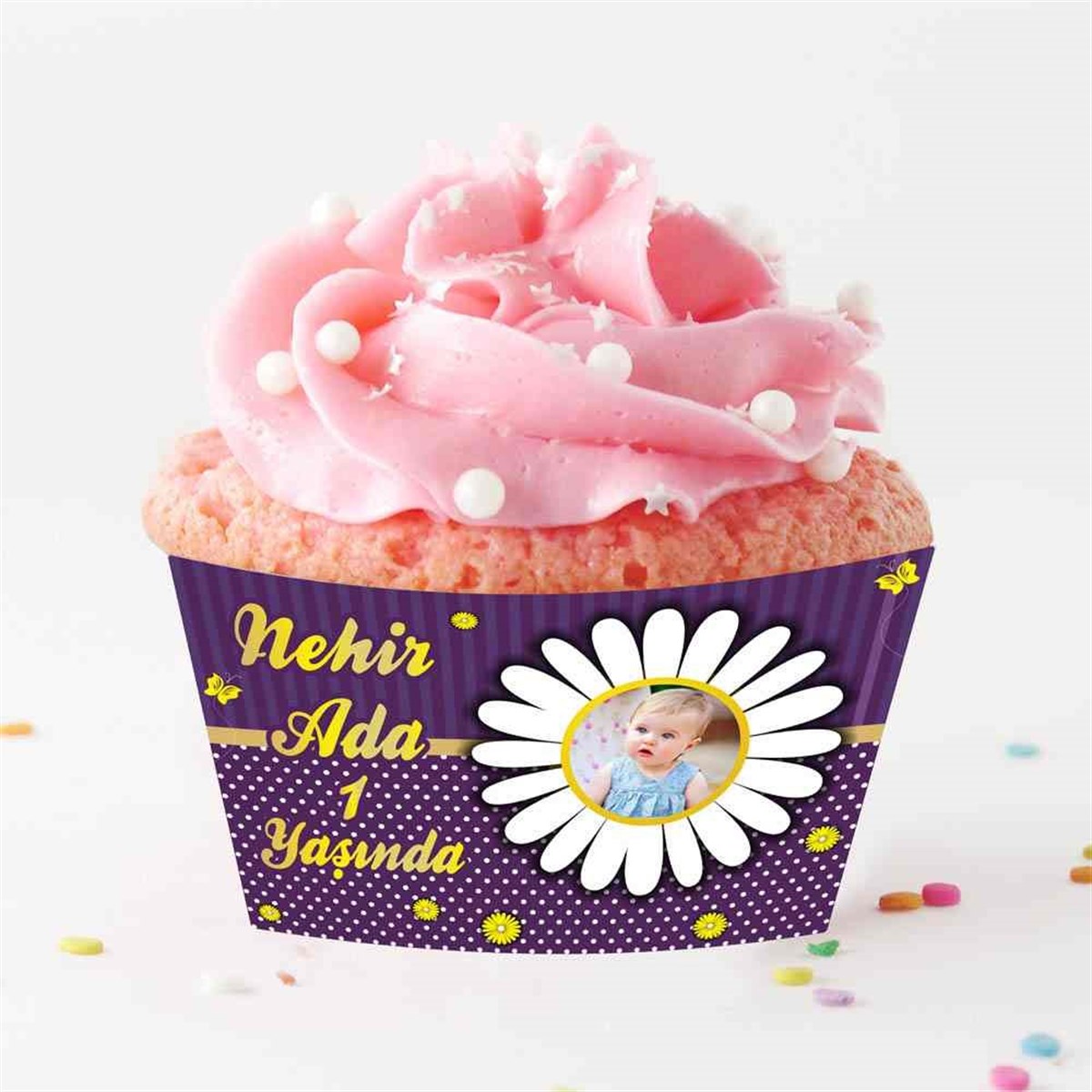 Mor Papatya Cupcake Sargısı  