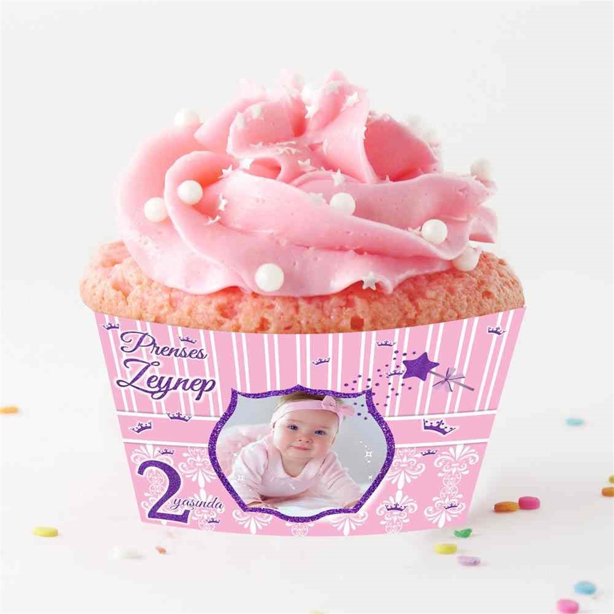 Mor Pembe Prenses Cupcake Sargısı 