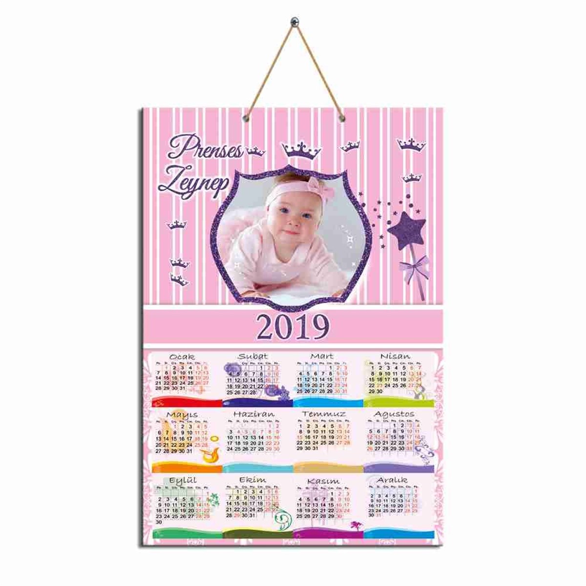 Mor Pembe Prenses Karton Takvim 