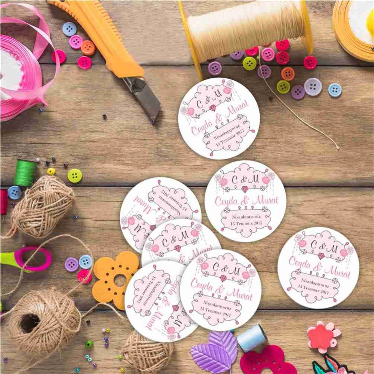Nişan Baskılı Karton Etiket 30 Adet 