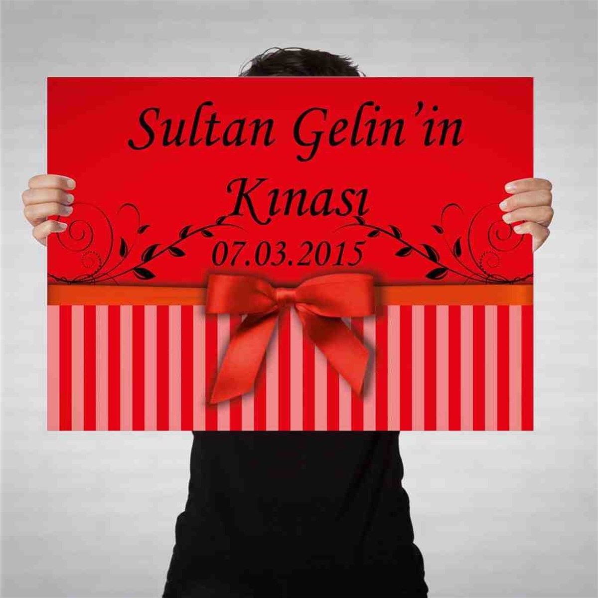Nişan Düğün Kına Kişiye Özel Bez Afiş Bordo 