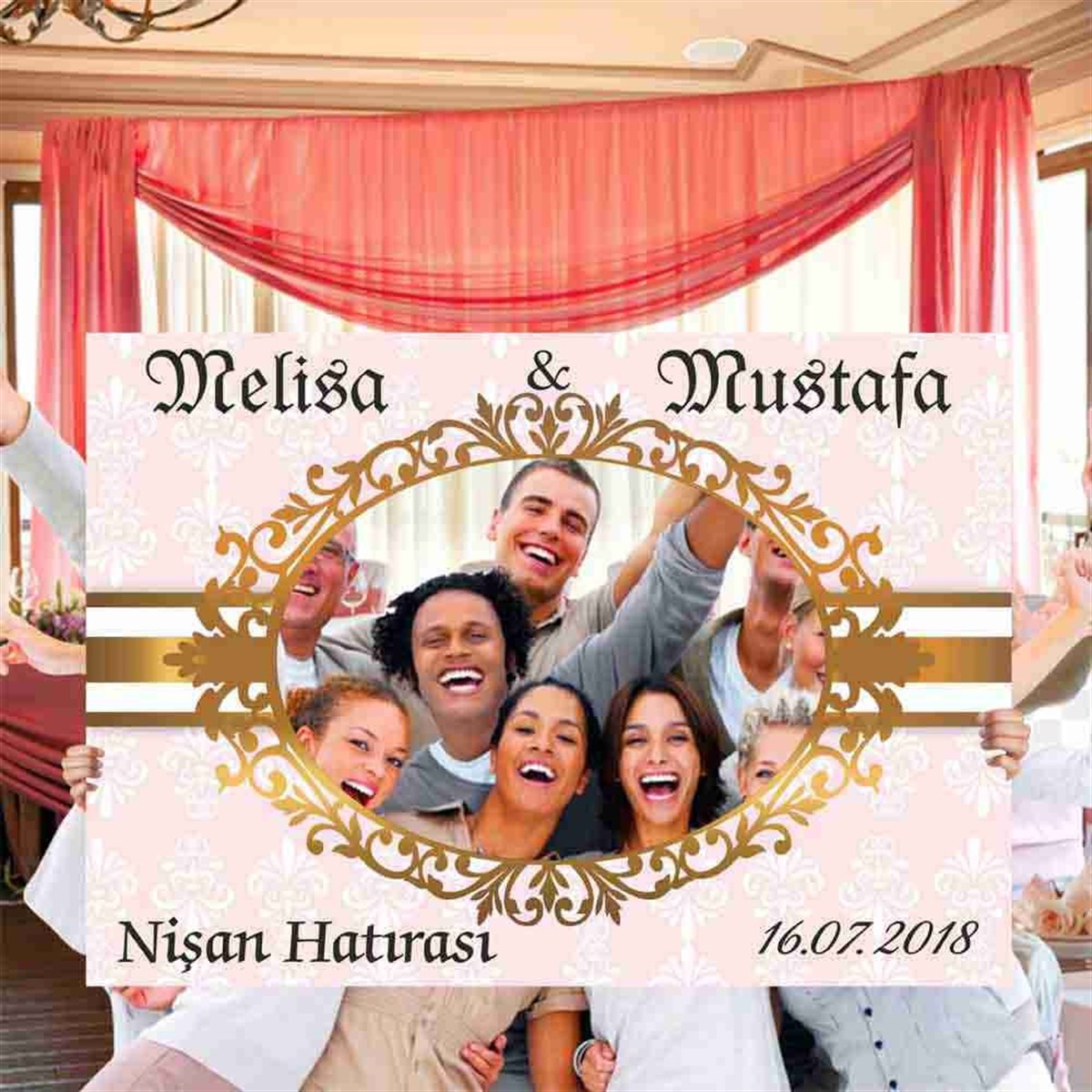 Nişan Fotoğraf Çekilme Çerçeve Masa Süsleme 
