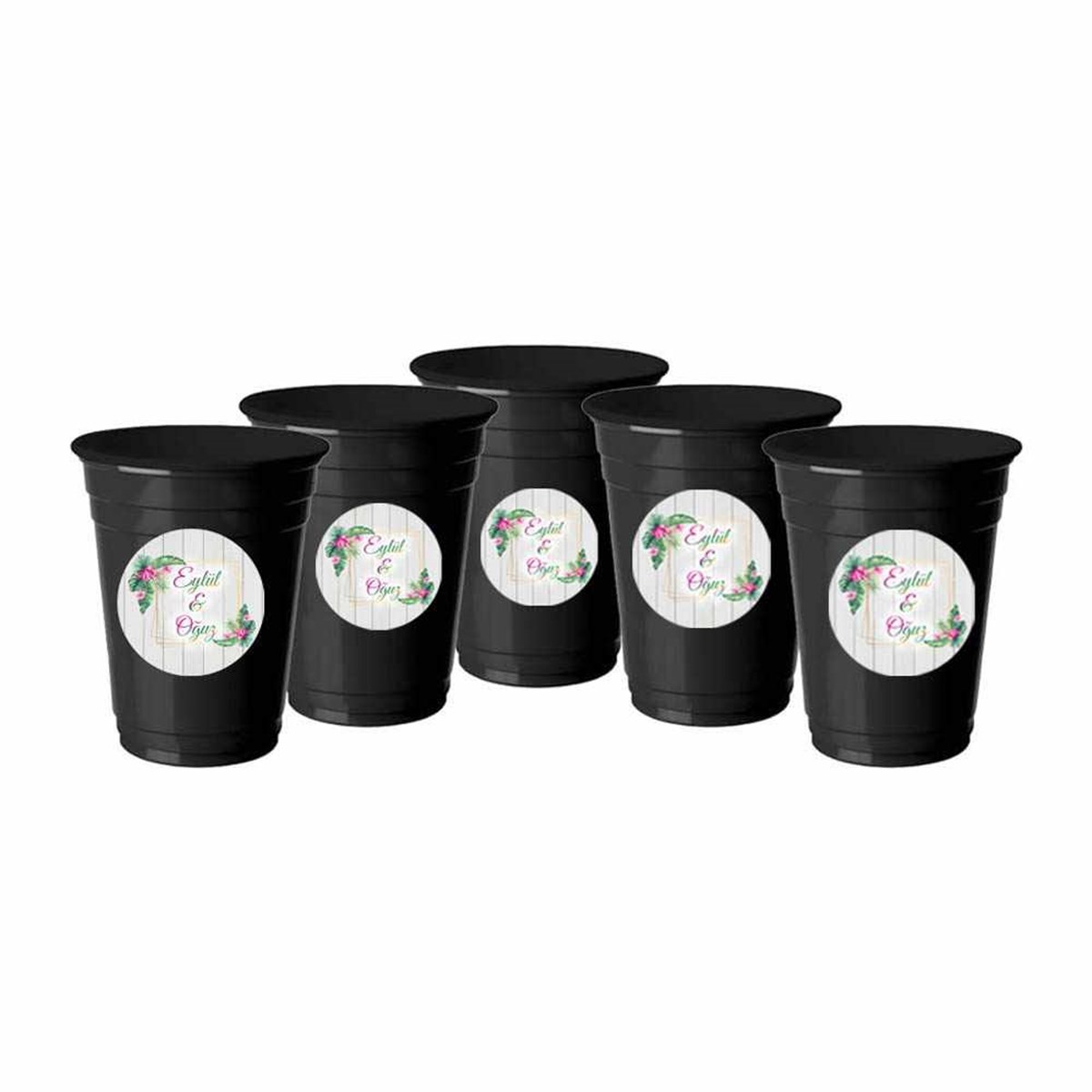 Nişan Hediyelik Stickerlı Bardak 5 Adet 