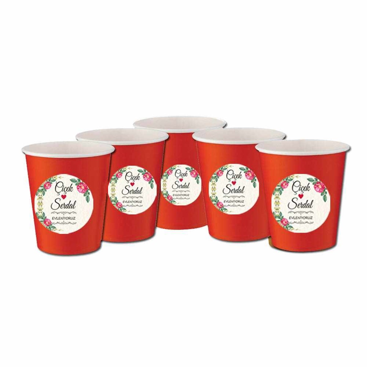 Nişan Hediyelik Stickerlı Bardak 5 Adet 