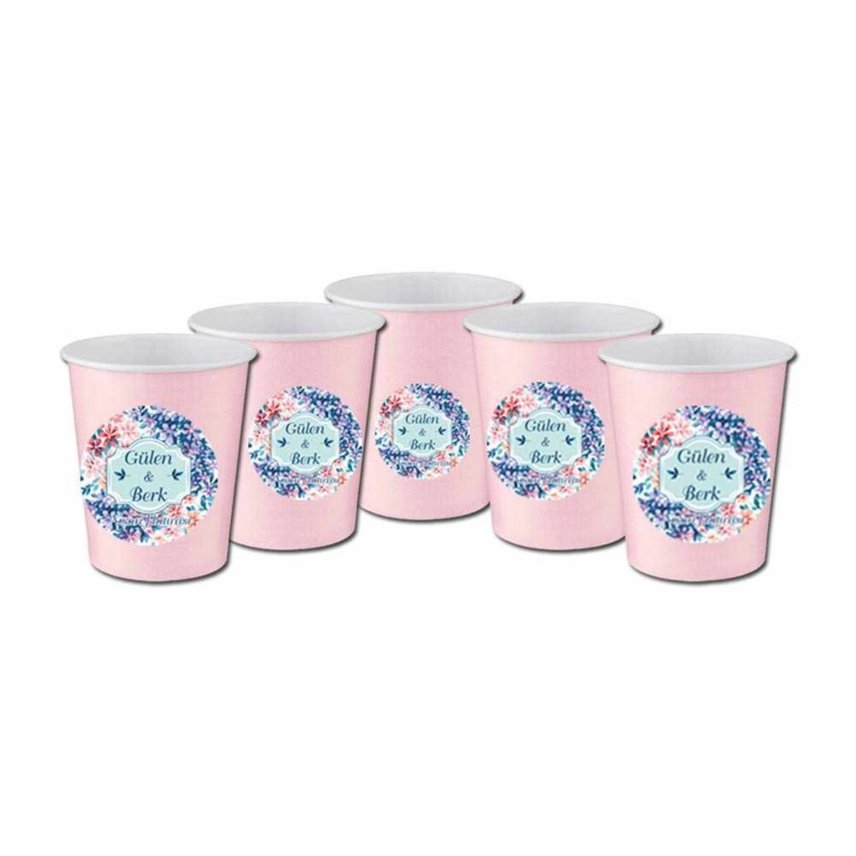 Nişan Hediyelik Stickerlı Bardak 5 Adet 