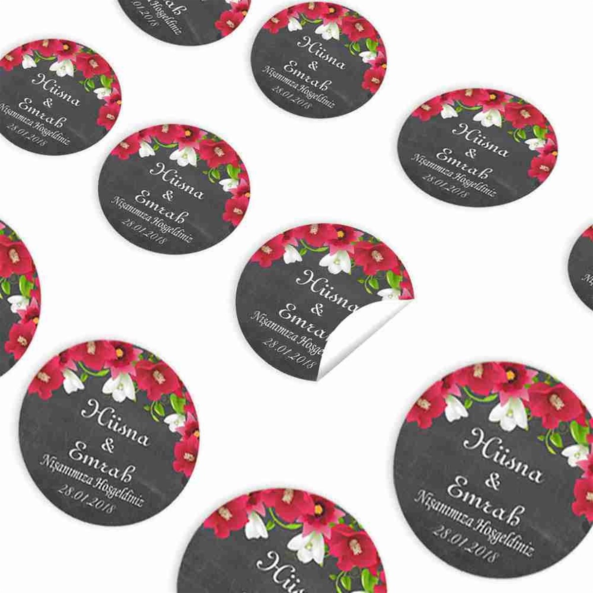 Nişan Hediyelik Süsleme Sticker 30 Adet 