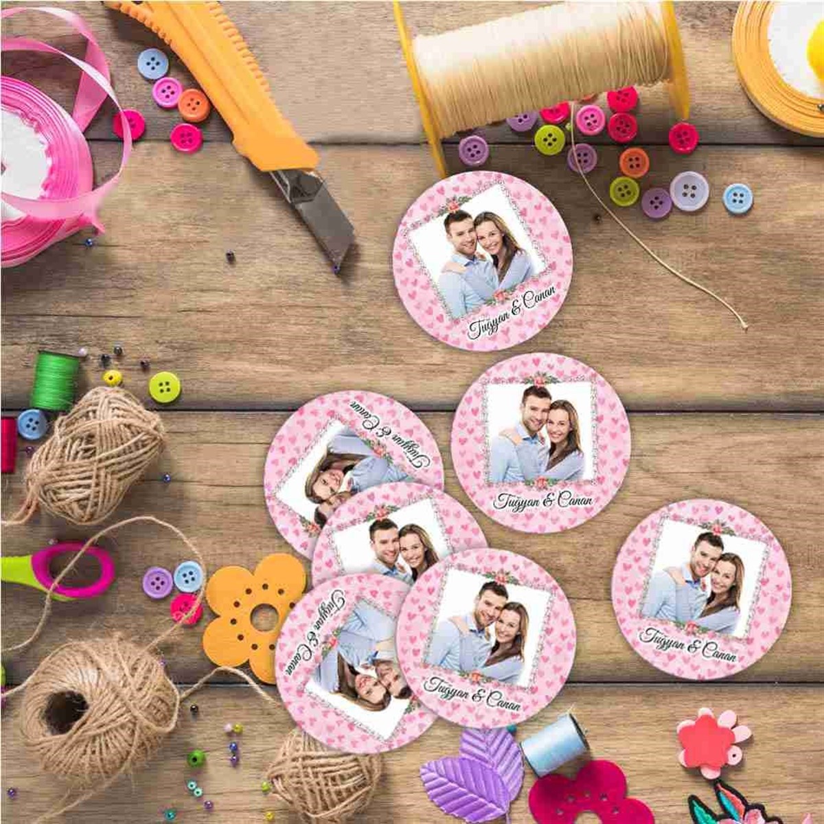 Nişan Hediyelik Tasarımlı Karton Etiket Baskısı 30 Adet 