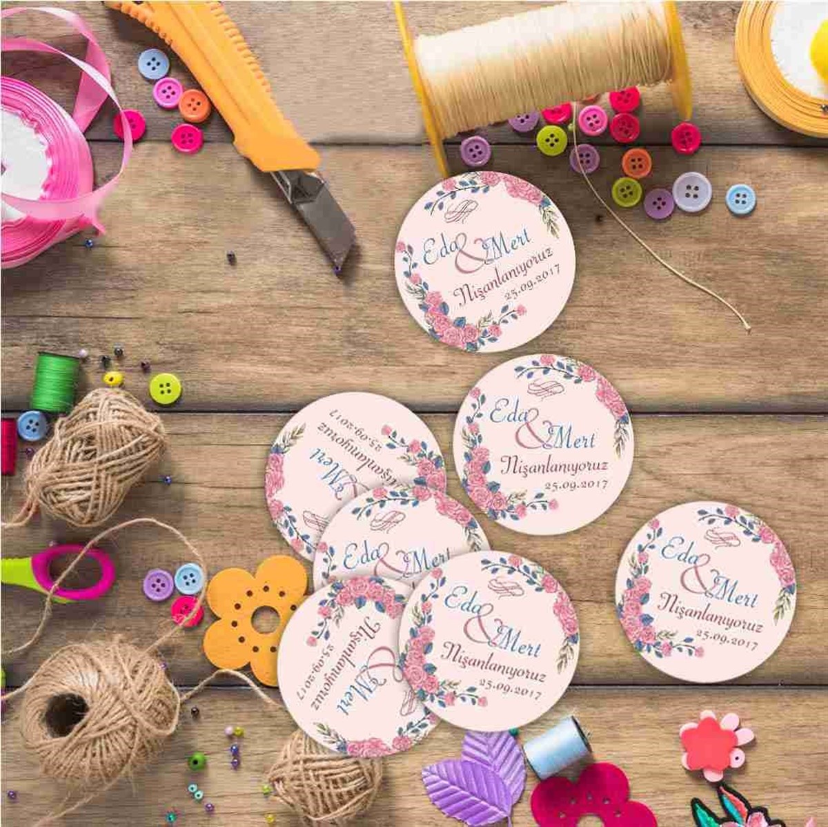 Nişan Karton Etiket Baskı 30 Adet 