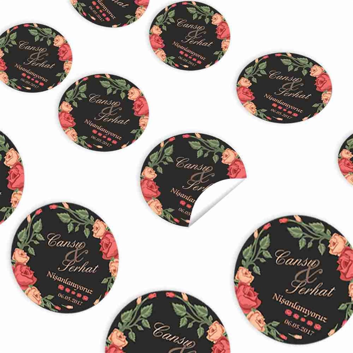 Nişan Kişiye Özel Sticker 30 Adet 