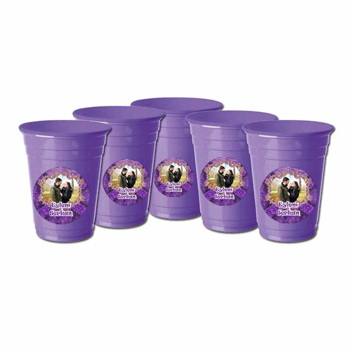 Nişan Kişiye Özel Stickerlı Bardak 5 Adet 