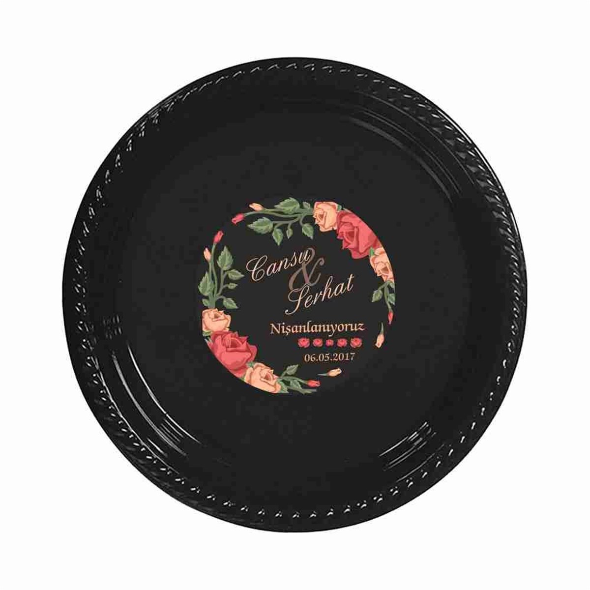 Nişan Kişiye Özel Stickerlı Tabak 