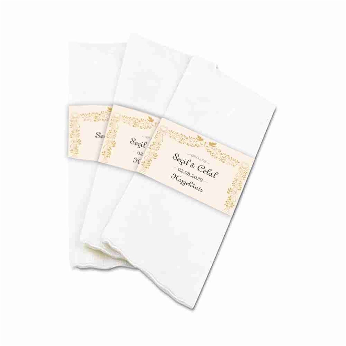Nişan Masa Süslemesi Peçete Sargı Baskı 