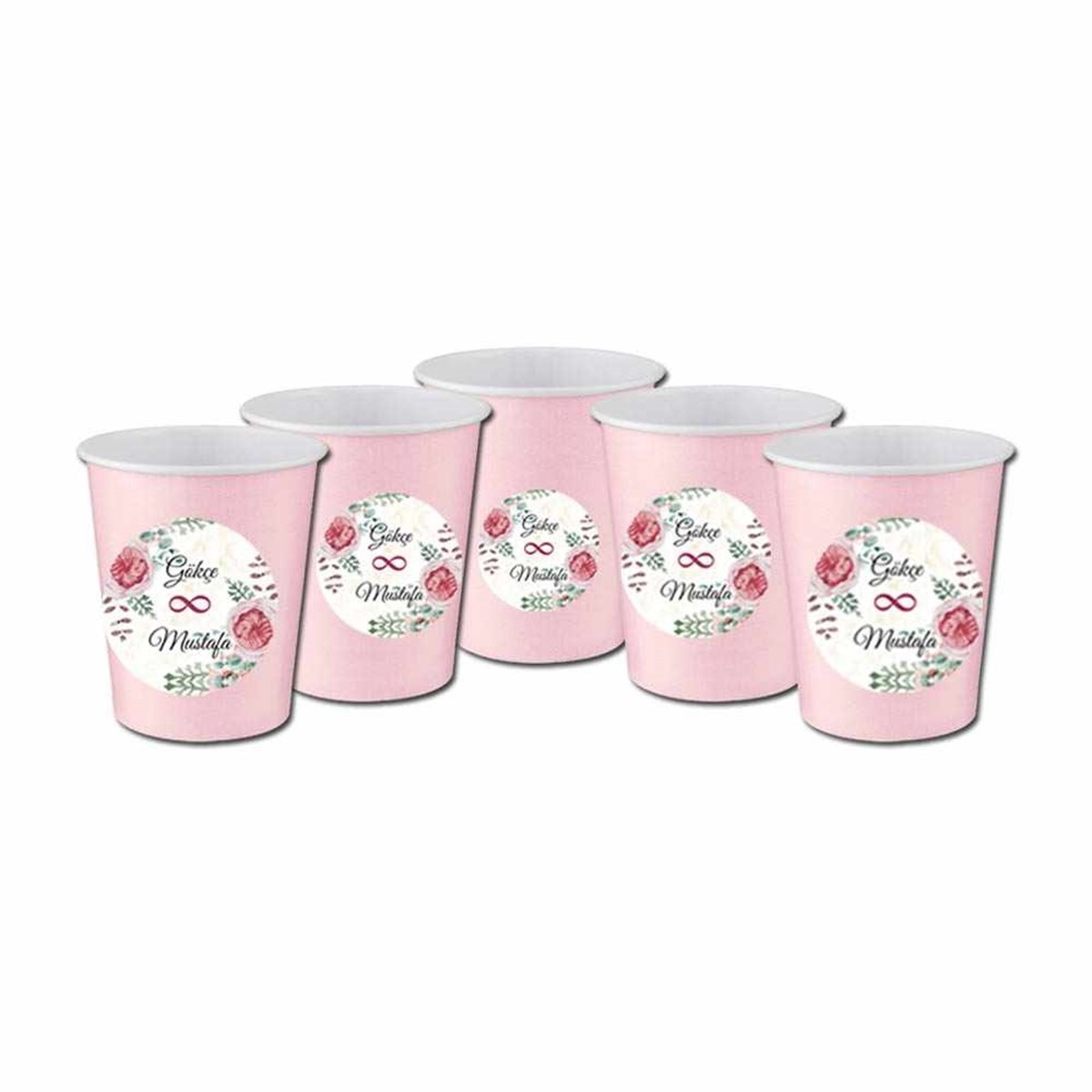Nişan Organizasyonları Hediyelik Stickerlı Bardak 5 Adet 