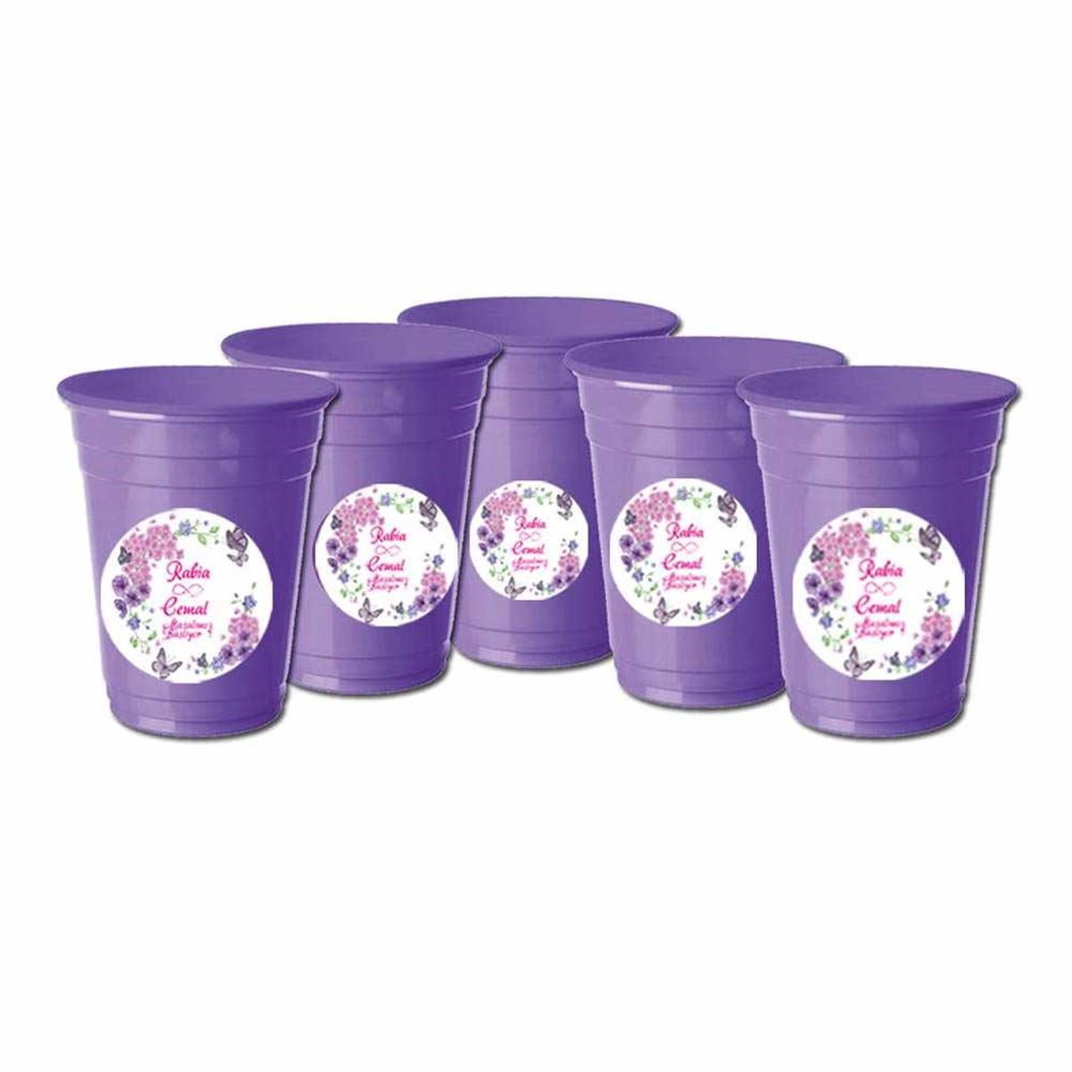 Nişan Parti Stickerlı Bardak 5 Adet 