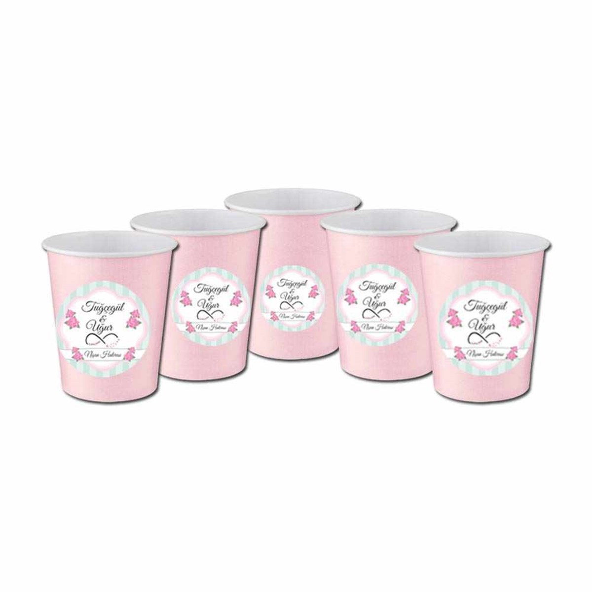 Nişan Stickerlı Bardak 5 Adet 