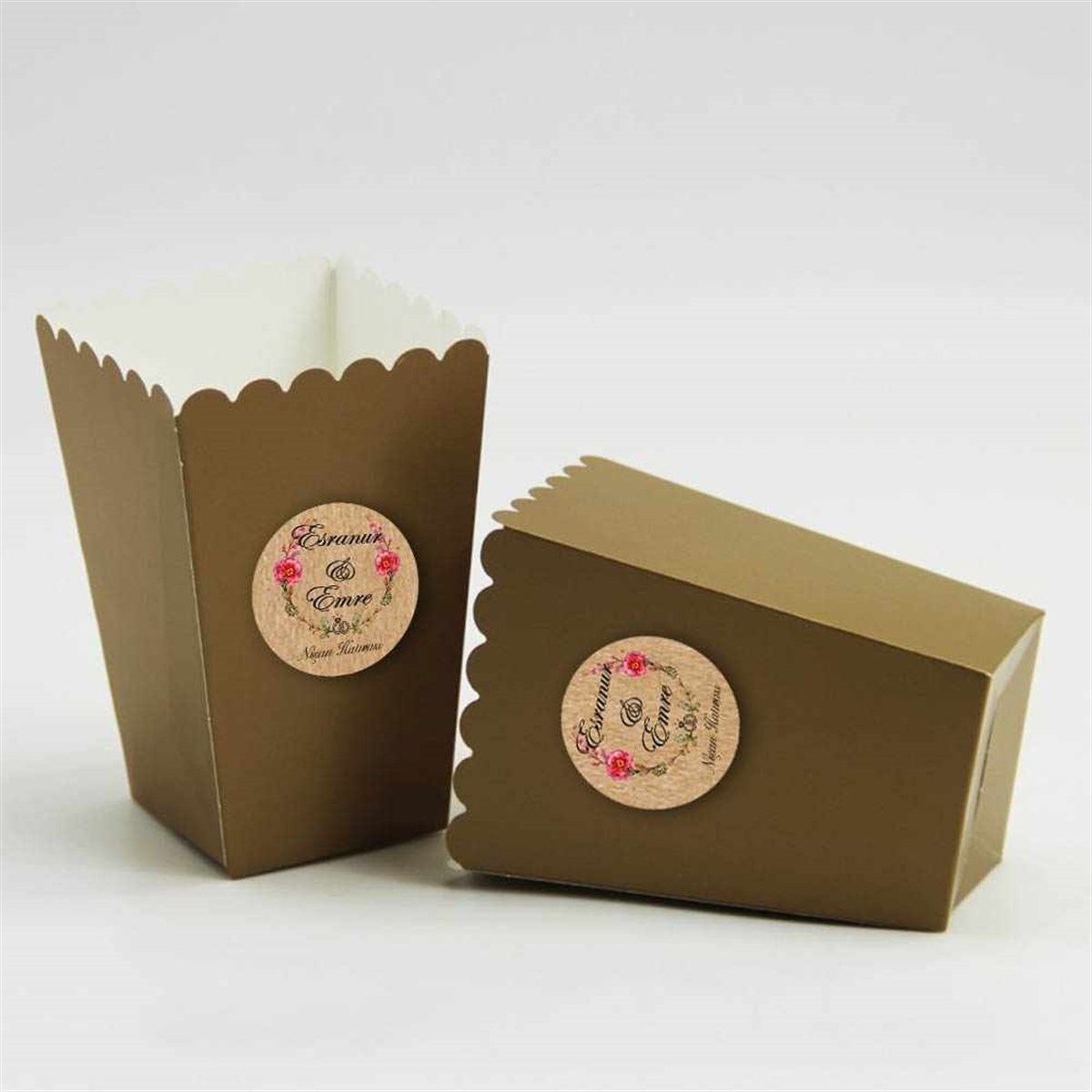 Nişan Vintage Popcorn Kutusu Baskı 10 Adet 