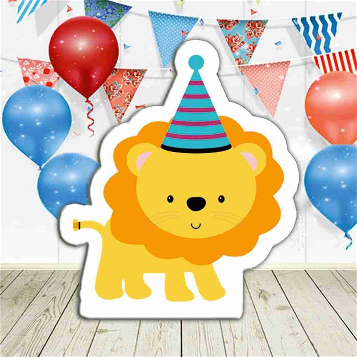 Orman Teması Sevimli Aslan Şeklinde Pano 