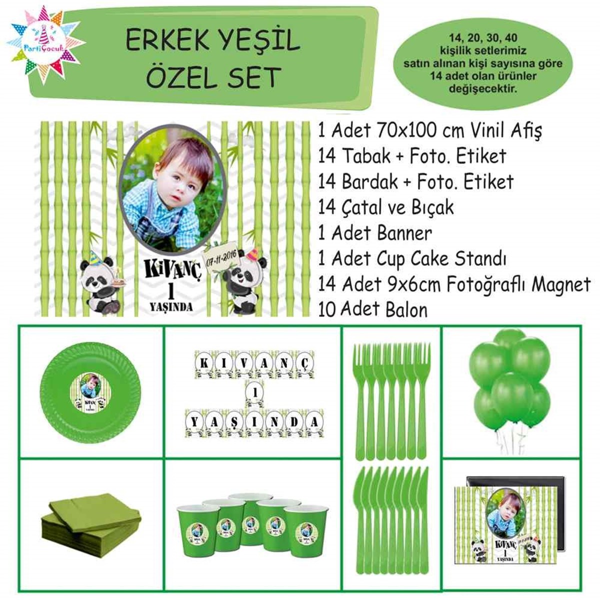Panda Konseptli Parti Süsü Özel Set 