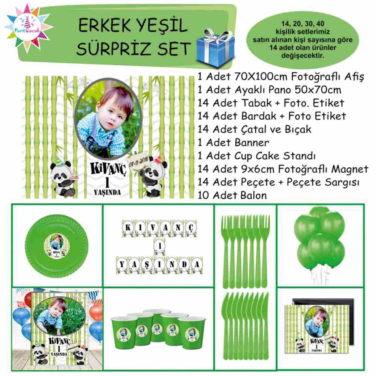 Panda Konseptli Parti Süsü Süpriz Set 