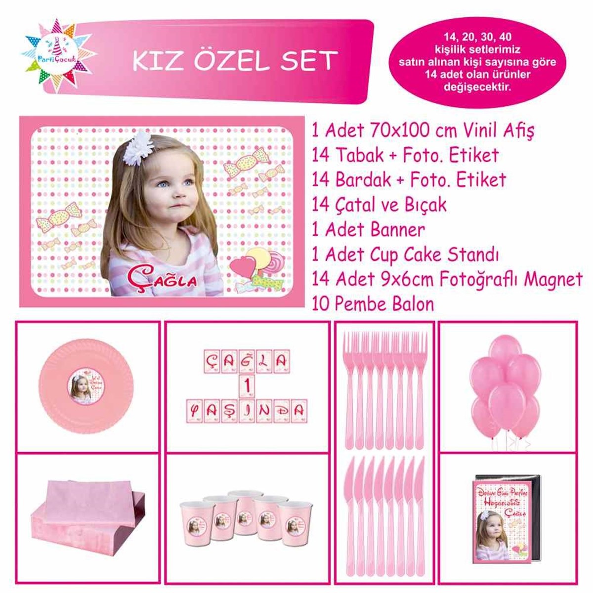 Parti Malzemeleri Pembe Şeker  Özel Set 